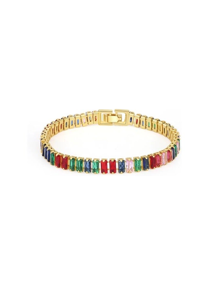 Fayrouz Jewellery Fashion Tennis Bracelets 14K Gold Plated Tennis Bracelet Shiny Cubic Zirconia Diamond Bracelet Mother's Day Gift Birthstone Jewelry for Women - Image 1