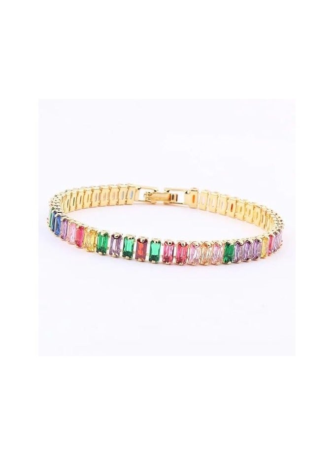 Fayrouz Jewellery Fashion Tennis Bracelets 14K Gold Plated Tennis Bracelet Shiny Cubic Zirconia Diamond Bracelet Mother's Day Gift Birthstone Jewelry for Women - Image 2