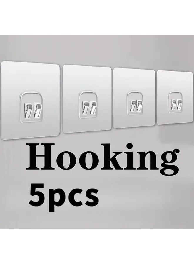 5 Pcs Durable Wall Hooks Self Adhesive Transparent Waterproof Removable Multipurpose Hooks for Kitchen Bedroom Bathroom Office Home Storage Organization - Image 4