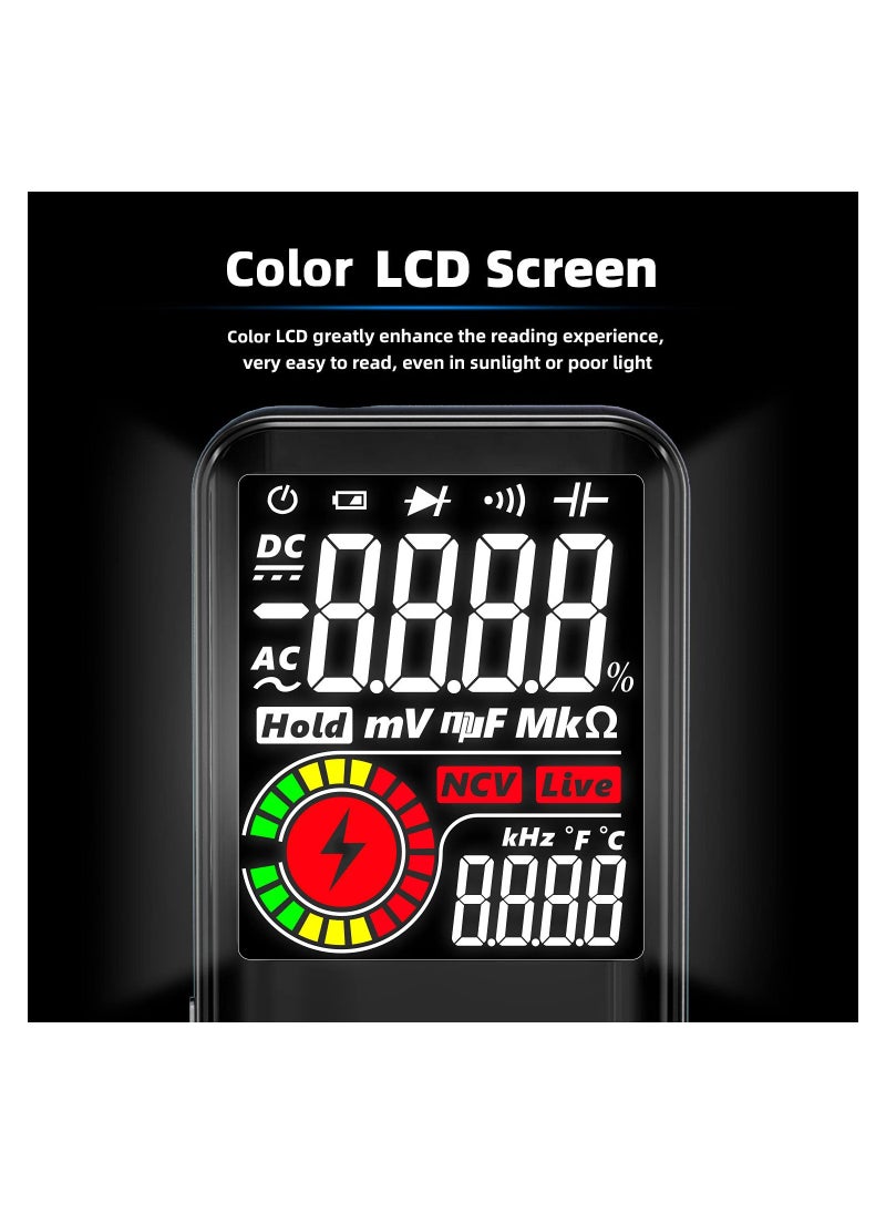 SYOSI - 9999 Counts Rechargeable Digital Multimeter, Color LCD Ohmmeter with 3 Results Display Auto Range Voltage Tester Rechargeable Multimeter Ohmmeter Cap Ohm Hz Diode Duty Cycle Voltage Tester - Image 1