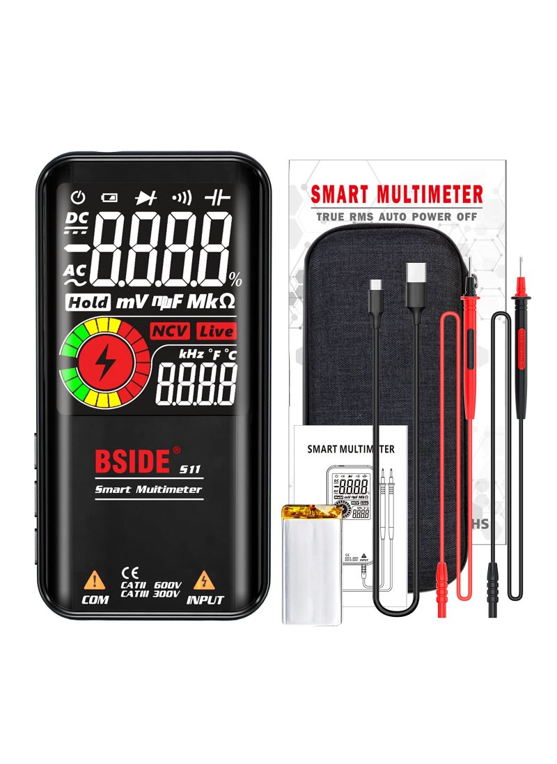 SYOSI - 9999 Counts Rechargeable Digital Multimeter, Color LCD Ohmmeter with 3 Results Display Auto Range Voltage Tester Rechargeable Multimeter Ohmmeter Cap Ohm Hz Diode Duty Cycle Voltage Tester - Image 1