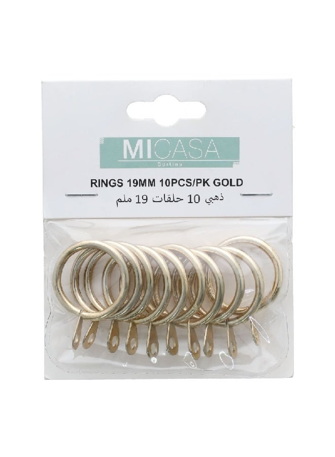ميكاسا حلقة ستائر ميكاسا من 10 قطع - لون ذهبي 19 ملم SACO.MP.RINGS.19.PLGO - Image 1