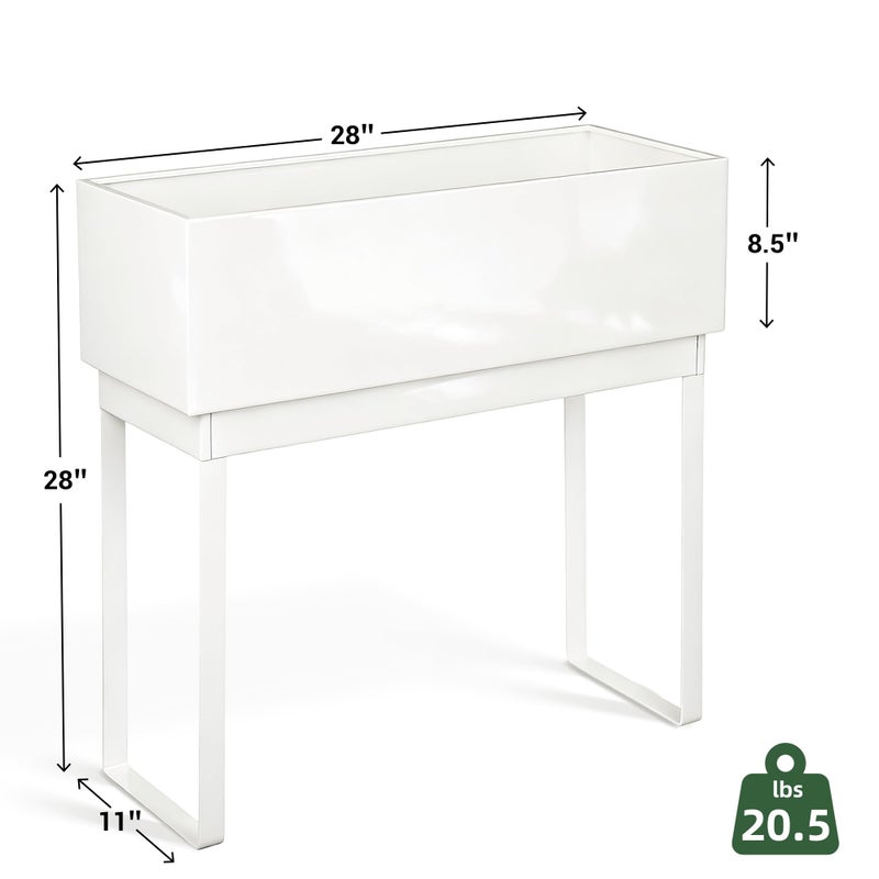 WORTH Raised Metal Planter Box with Legs, 28" Elevated Garden Bed for Indoor & Outdoor Use â€“ Glossy White Galvanized Steel Planter with Inner Shelf, Drainage Holes, Plug for Vegetables, Flowers, Herbs - Image 5