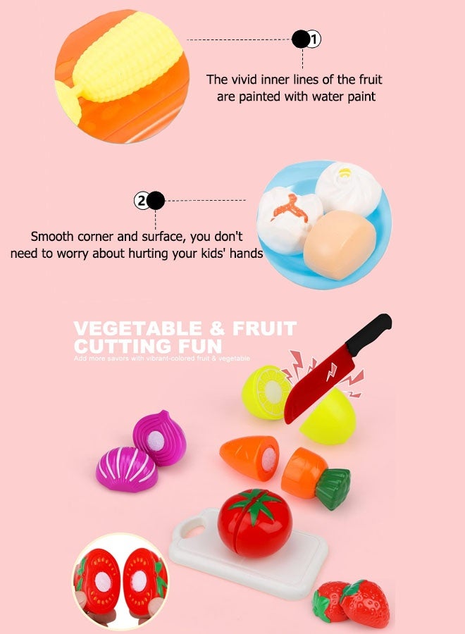 Children'S Kitchen Toy Set 59 Pieces Portable Pretend Play Simulation Induction Cooker Cooking Tableware Fruit Toys Kitchen Utensils With Sound Effects Various Styles Of Play - Image 5