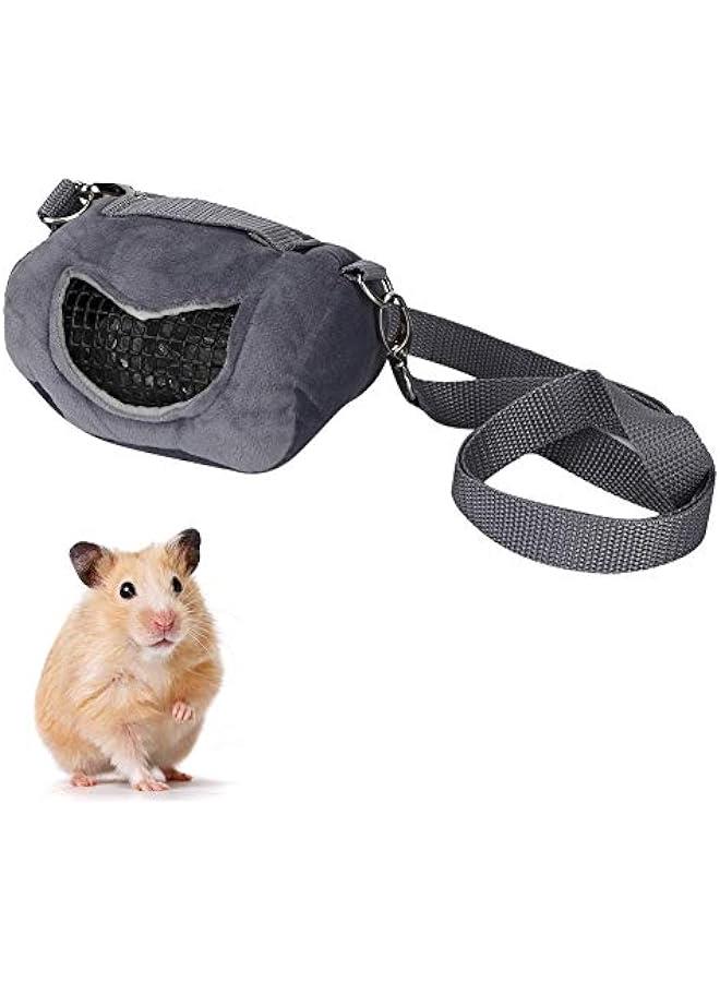حقيبة حيوانات أليفة رمادية لحمل الحيوانات الصغيرة مثل الهامستر والخنزير الغيني والسنجاب - Image 4