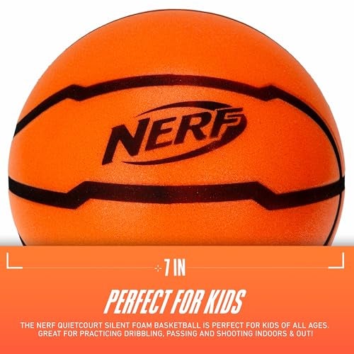 Nerf Quietcourt Silent Foam Mini Basketball Quiet Ball for Indoor Dribbling Practice Drills 7 Inch Mini Kids Youth Basketball Never Goes Flat Foam Construction - Image 3