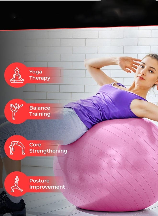 Bukela Yoga Ball with Air Pump - Anti-Burst, Slip-Resistant Exercise Ball for Gym Pilates, Balance Training, Stability, and Pregnancy - Supports 500KG, Fitness Gym Equipment (Pink) 65CM - Image 4