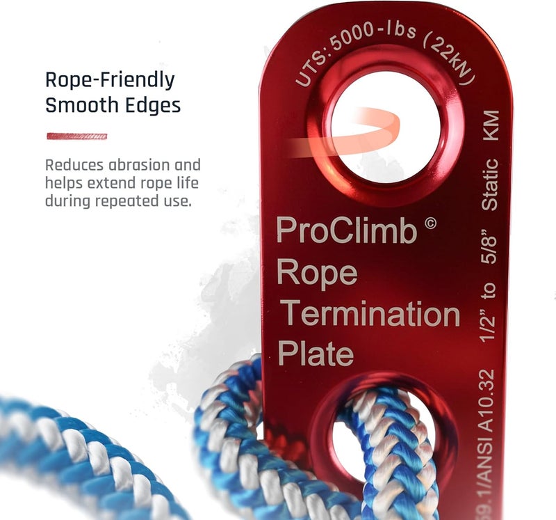 ProClimb 22 kN Rope Termination Plate – Aluminum Rigging Plate for 5/8"–3/4" Kernmantle Rope – Anchor Plate for Vertical Lifeline and Fall Protection - Image 3