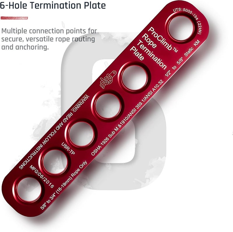 ProClimb 22 kN Rope Termination Plate – Aluminum Rigging Plate for 5/8"–3/4" Kernmantle Rope – Anchor Plate for Vertical Lifeline and Fall Protection - Image 4