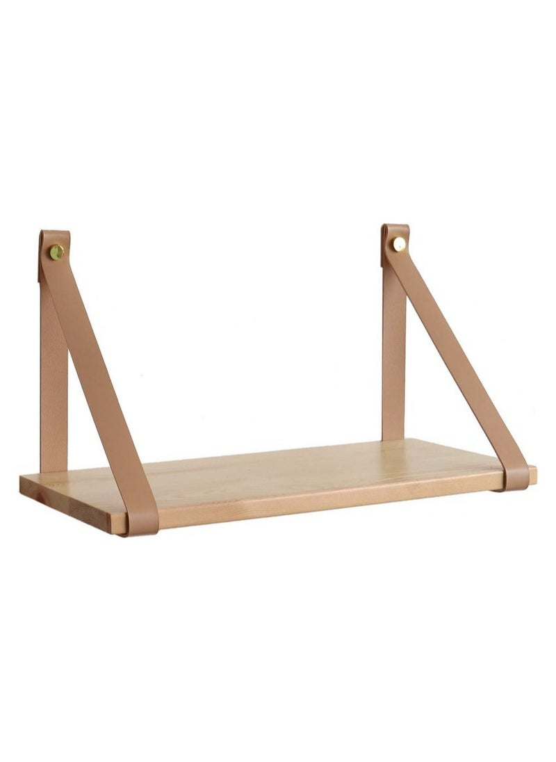 Home Gallery - PU Biege Leather Strap Wall Floating Shelf  Biege - Image 1