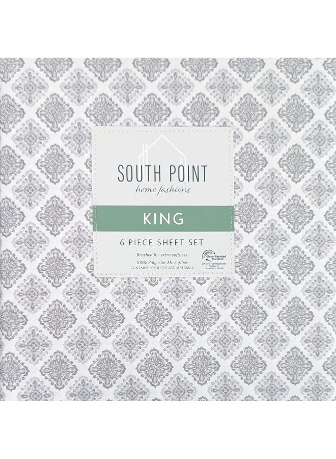 South Point Home Fashions 6-Piece Printed Sheet Set - King  - Image 1
