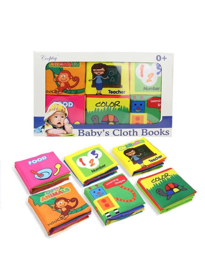 Coolplay Baby Puzzle Cloth Book 0-2 Years Old Early Education Mother And Child Toys With Ringing Paper 6 Boxed Cognitive Cloth Book - Image 1