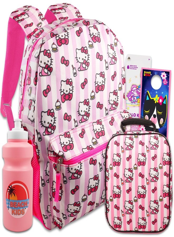 Hello Kitty حقيبة ظهر هالو كيتي مع صندوق الغداء - حزمة مع حقيبة ظهر، حقيبة غداء، ملصقات، المزيد | مستلزمات مدرسة هالو كيتي للأطفال - Image 1