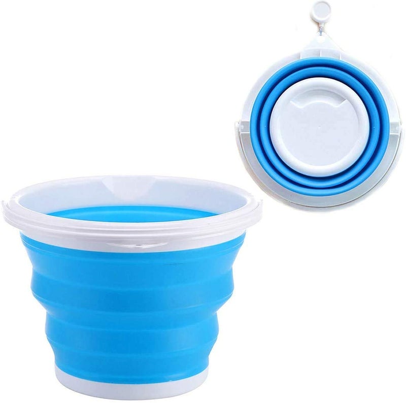 Primetan Collapsible Foldable Silicone Bucket 5 LTR Foldable Square Bucket for Fishing Camping Car Washing All Other Outdoor Activities Collapsible Bucket with Handle Multicolor