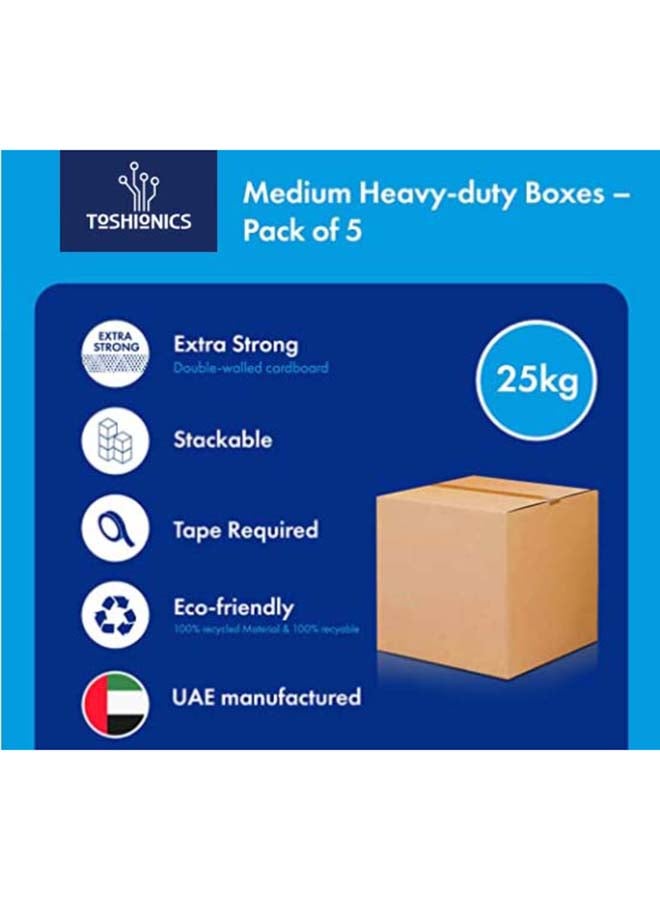 Toshionics Pack Of 5 Large Double Wall 100% Recyclable Corrugated Cardboard Moving Boxes Brown - Image 3