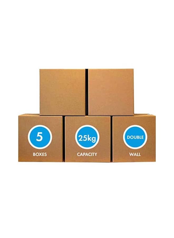 Toshionics Pack Of 5 Large Double Wall 100% Recyclable Corrugated Cardboard Moving Boxes Brown - Image 1