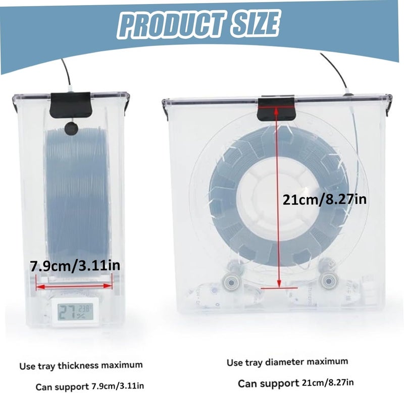 KASTWAVE Filament Dryer Box, Clear Dustproof Moisture Resistant Sealed Plastic 3D Printer Filament Dry Box Storage Dry 3D Printer Accessories Dryer - Image 3