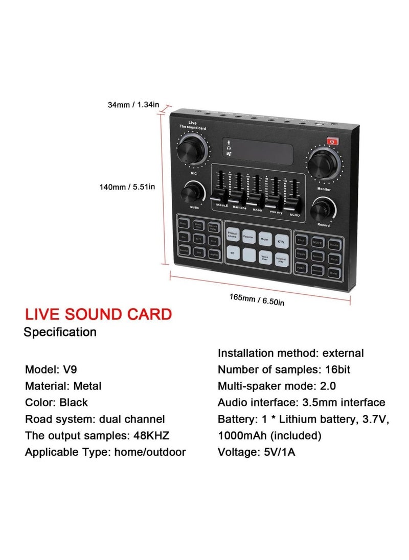 MIRHA Elite V9 Sound Card  BM800 Pro Microphone Bundle for Advanced Broadcasting - Image 5