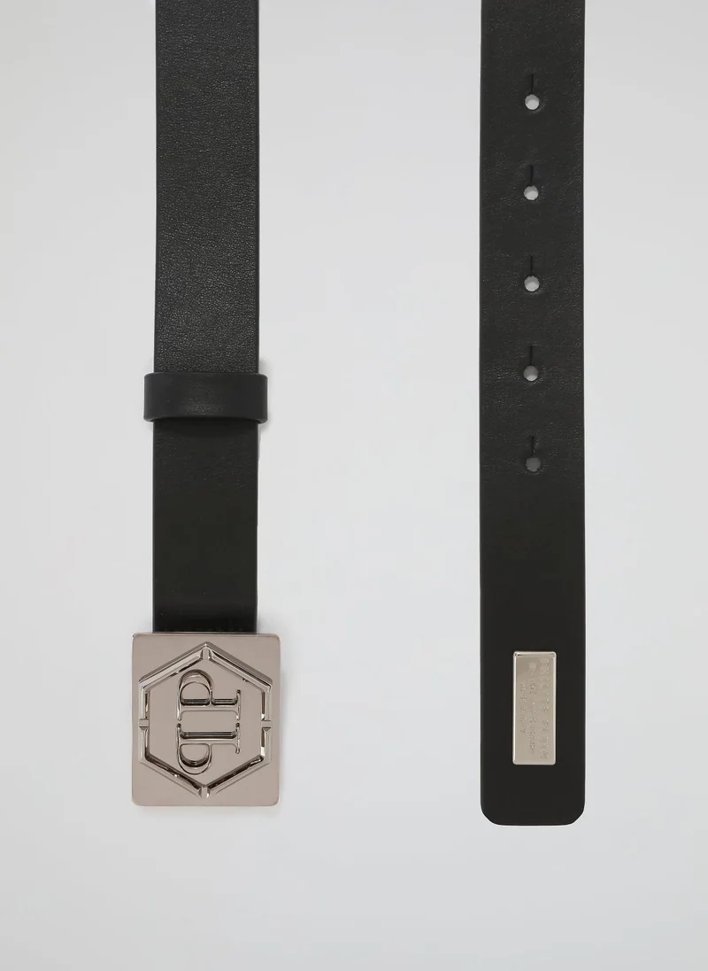 PHILIPP PLEIN  Black Monogram Pin Buckle Belt  | Best Price UAE