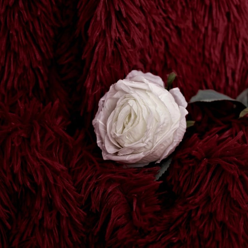 MYRU Plush Super Soft Blanket Bedding Sofa Cover Furry Fuzzy Fur Warm Throw Qulit Cozy Couch Blanket for Winter (51"x 63", Wine Burgundy Red) - Image 5
