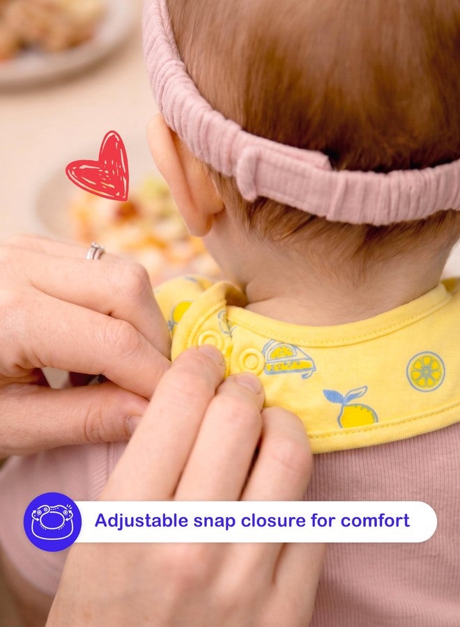 Kidbea Organic Cotton Baby Bib, Adjustable Snap Closure Soft Absorbent Feeding Bibs Apron for Newborns & Infants Child With Cute Prints | Reusable Baby Essential (Pack of 4) - Image 4