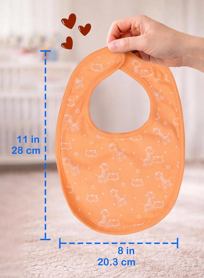 Kidbea Organic Cotton Baby Bib, Adjustable Snap Closure Soft Absorbent Feeding Bibs Apron for Newborns & Infants Child With Cute Prints | Reusable Baby Essential (Pack of 4) - Image 2