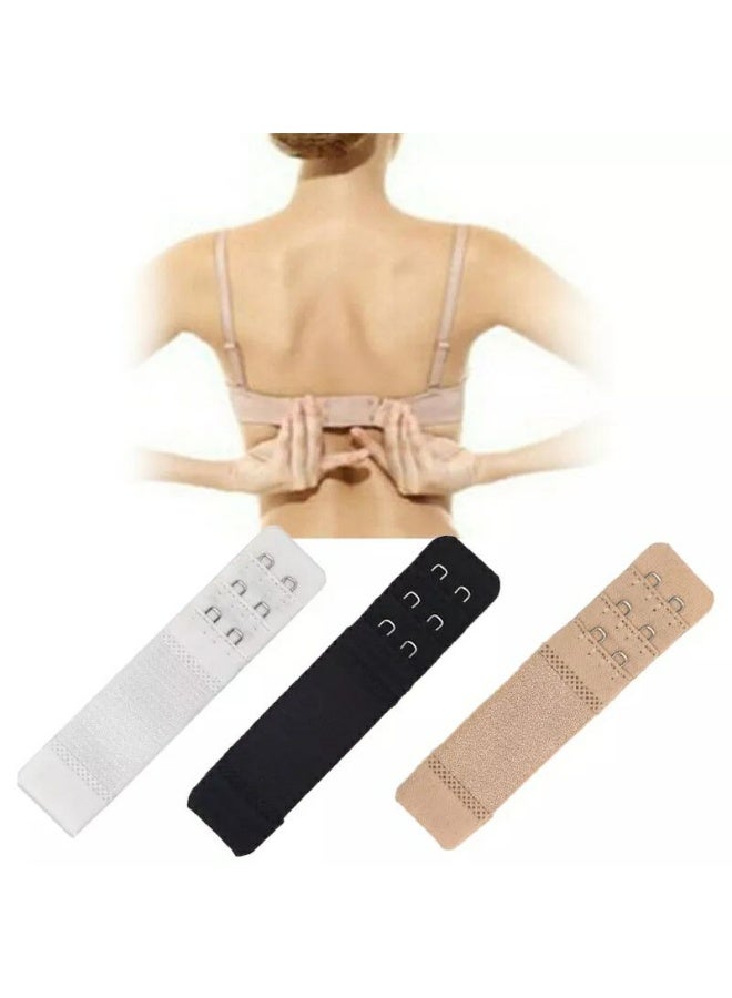 موسعات حمالة الصدر، 3 قطع للسيدات، ناعمة ومريحة ومرنة، موسعات حمالة الصدر، موسعات حمالة الصدر للسيدات (أبيض، أسود، لون البشرة) - Image 3