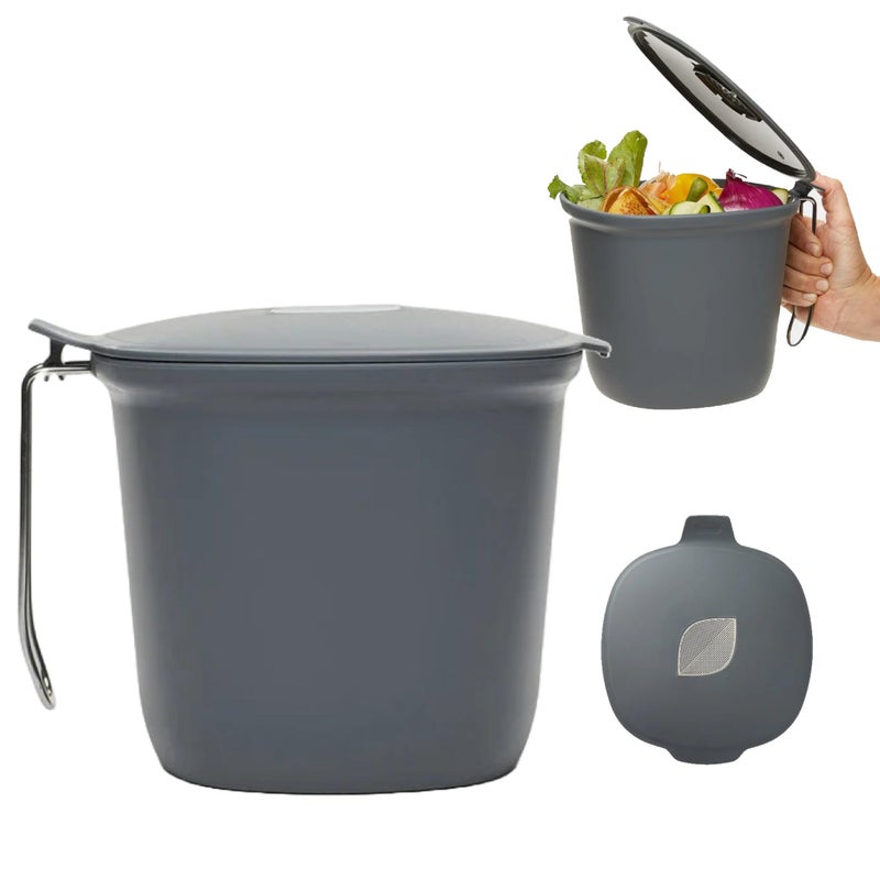 Chefn Compost Bin 085 Gallon with OdorAbsorbing Charcoal Filter DualBin Design for Kitchen Trash Can Use Compact Garbage Bin for Countertop or UnderSink Storage Easy OneHand Operation