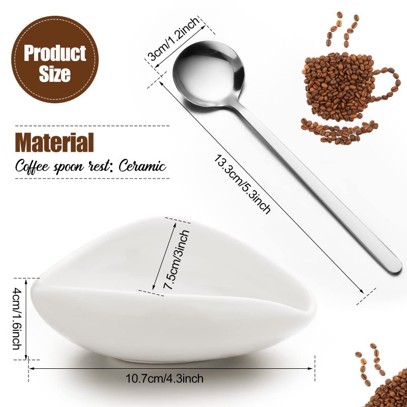 Chengu 4 Pieces Coffee Spoon Rest and Spoon Small Teaspoon Holder Ceramic Coffee Stirrers Rest for Bar Kitchen Accessories nice Present - Image 2
