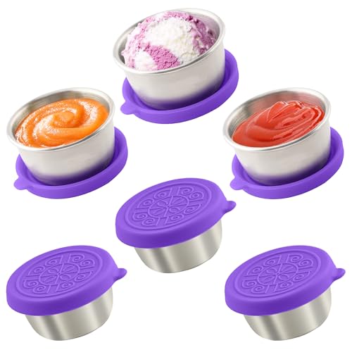 Qukaka 6x16 Oz Salad Dressing Containers With Lids Small Leakproof Reusable Stainless Steel Salad Dressing Container To Go For Lunch BoxesSauce containers PicnicsTravel Meal Prep And Kitchen Storage - Image 1