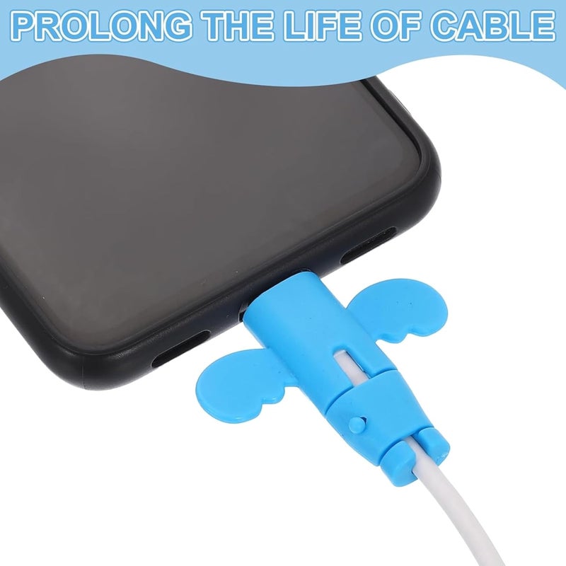 Like Star مجموعة واقي الكابلات ® – 4 لفائف كابل حلزونية + 2 واقي كابل ملون لأجهزة USB، الشاحن وسماعات الرأس – مجموعة منظم الأسلاك المضادة للتآكل للهاتف، الكمبيوتر، المنزل والمكتب (وردي) - Image 5