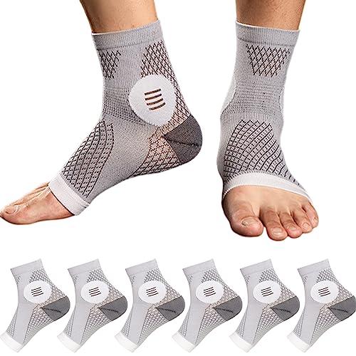 Yanmide 3Pairs Neuropathy Socks - Soothe Relief Compression Socks 20-30 mmHg - Comprex Ankle Sleeves for Arch Support, Achilles Tendonitis, and Foot Pain Relief (Gray, X-Large) - Image 3