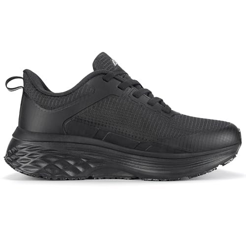 AVW Non Slip Work Shoes Women，Comfortable Food Service Chef Kitchen Shoes with Breathable Mesh，Slip On Design Water Resistant Upper Walking Sneakers，Black - Image 4
