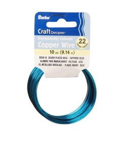 Darice Silver Plated Copper Wire 22 Gauge Sapphire 10 Yards  - Image 1
