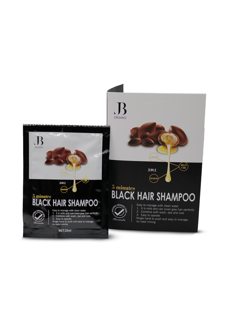 جي بي اورجانيك شامبو صبغة الشعر بزيت الارجان اسود من جي بي 3 في1 25 مل - Image 1
