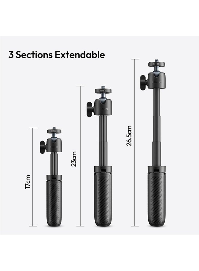 ULANZI MT88 ClipMate Camera Tripod, Selfie Stick w Velcro Strap & Action Camera Adapter, Mini Tabletop Tripod w Cold Shoe, Travel Tripod for iPhone Series & Action Cam, Vlogging Live Streaming - Image 2