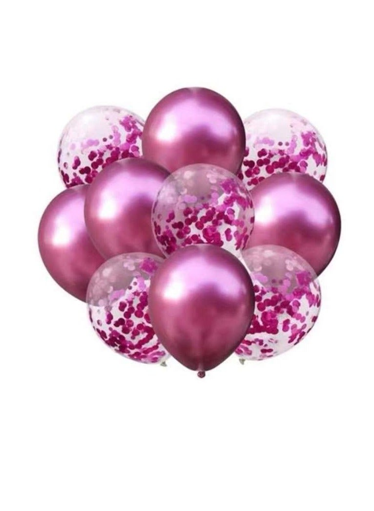 10pcs Confetti Balloon Set Metallic Rose Red Collor 12inch with Ribbon