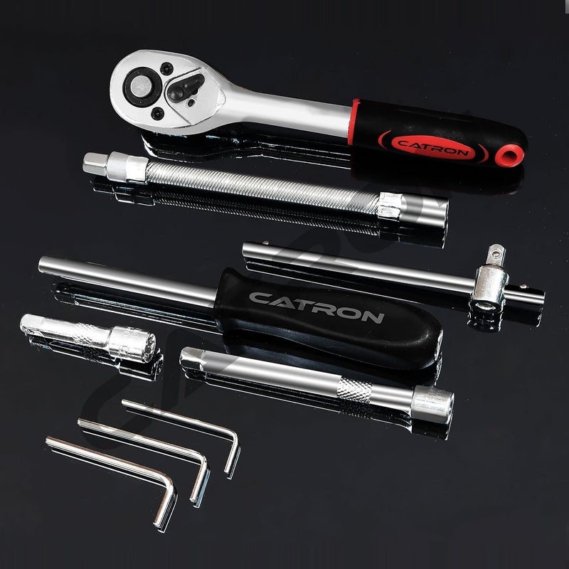 Catron 46 In 1 Pcs Tool Kit Hand Tool Kit Wrench Set Multi Purpose Combination Tool Case Precision Socket SetScrewdriver and Socket SetBike Car Tool - Image 3