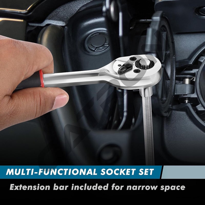 Catron 46 In 1 Pcs Tool Kit Hand Tool Kit Wrench Set Multi Purpose Combination Tool Case Precision Socket SetScrewdriver and Socket SetBike Car Tool - Image 4