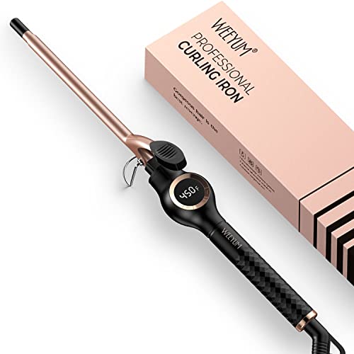 WEEYUM Small Curling Iron 3/8 Inch Barrel, Tiny Curling Wand for Short Hair, 9mm Thin Curling Iron Ceramic Tourmaline - Image 1