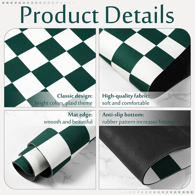 Tinideya Coffee Mat Checkered Dish Drying Mat for Kitchen Counter Coffee Bar Vintage Buffalo Dish Pad Absorbent Kitchen Drying Mat for Bar Station Accessories Easy Clean(Dark Green,12 x 16 Inches) - Image 3