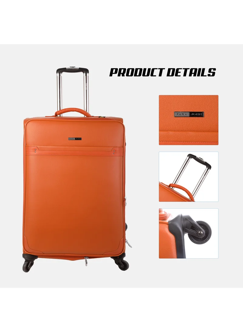 بارا جون Prime Luxe 4-Piece Leather Luggage Set – Durable 4-Wheel Spinner Suitcases with Grab Handle – Lightweight Travel Bags in Orange– Stylish and Reliable