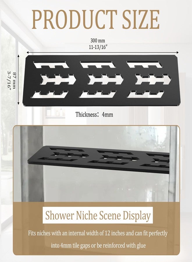 Hezaosth Rectangular Shelf for 12 Inch Tile Prefabricated Niches, Shower Niche Shelf with Frosted Anodized Aluminum Finish, Fits 1/8 inch Grout Lines Shower Niche Insert - Image 2