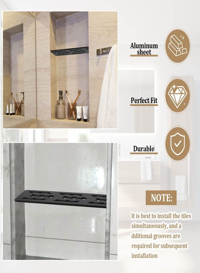 Hezaosth Rectangular Shelf for 12 Inch Tile Prefabricated Niches, Shower Niche Shelf with Frosted Anodized Aluminum Finish, Fits 1/8 inch Grout Lines Shower Niche Insert - Image 3