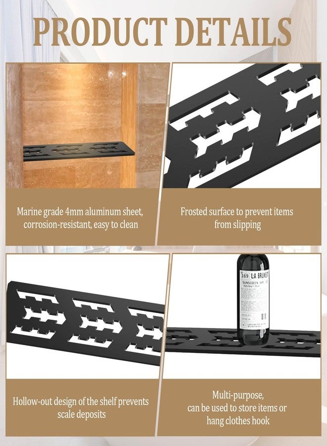 Hezaosth Rectangular Shelf for 12 Inch Tile Prefabricated Niches, Shower Niche Shelf with Frosted Anodized Aluminum Finish, Fits 1/8 inch Grout Lines Shower Niche Insert - Image 4
