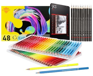 Corslet 60 Pcs Drawing And Sketch Pencils for Artists Kit Sketch Pencils Set for Artists Pencils Drawing Pencil OilBased Professional Pencil Set for Beginner Adult for Adults Coloring