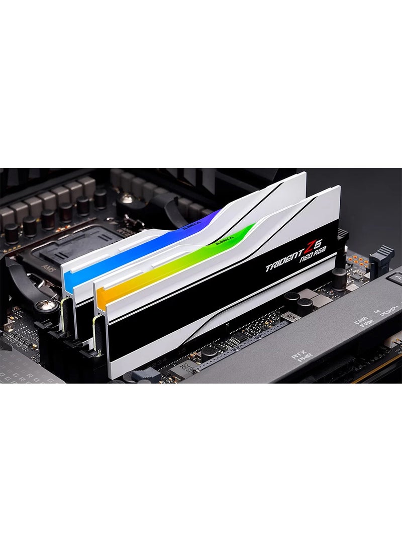 G.Skill - ذاكرة وصول عشوائي للكمبيوتر الشخصي Trident Z5 Neo RGB سعة 32 جيجابايت (2 × 16 جيجابايت) 288 دبوسًا، DDR5 6400 ميجا هرتز، ذاكرة سطح مكتب AMD EXPO - Image 1