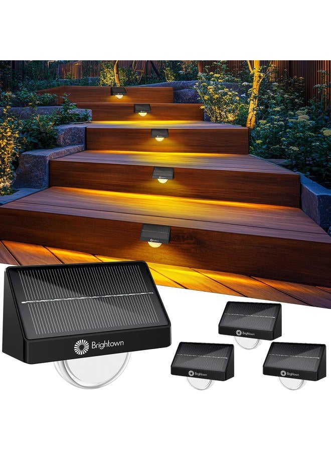 Brightown Solar Step Lights for Outside, 4 Pack Solar Stair Lights Outdoor Waterproof IP68, Multiple Color Modes Step Light Outdoor for Garden Stair, Front Step, Front Porch, Deck, Sidewalk and Patio - Image 1