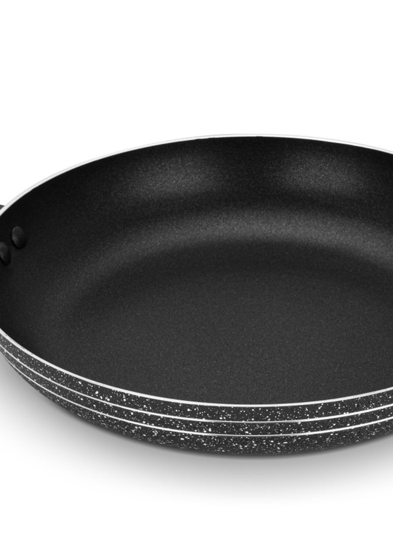 Auroware Auroware Long lasting Non Stick 28 Cm Round Fry Pan Black Aluminum Durable Three Layer Coating  Induction Cook Bottom Strong Handle  - Image 3