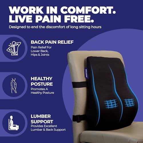 WELLGIVER Memory Foam Lumbar Support Pillow for Office Chair & Car Seat – Ergonomic Back Cushion for Lower Back Pain Relief, Posture Support & Comfortable Long Sitting - Image 3